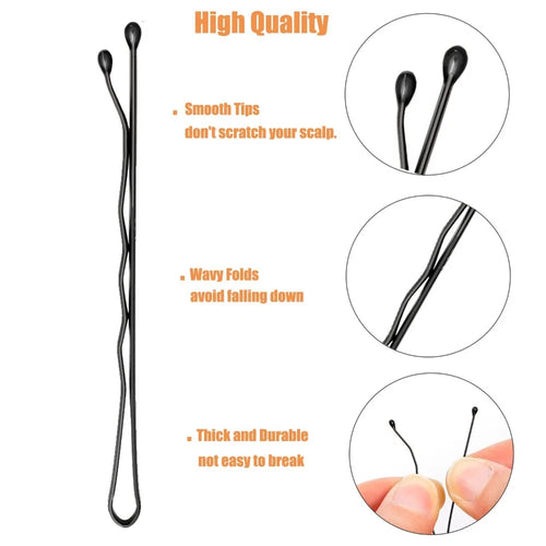 100 Pieces Hair Clip Black Hair Pin Set for Women Girls Kids Premium Wave Black Hair Pin with Storage Box