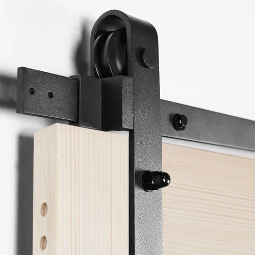 US Stock 42 in. X 84 in. Unfinished Sliding Barn Door with 7FT Barn Door Hardware Kit & Handle ，K Frame，Solid Spruce Wood