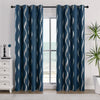 4Pcs Blackout Curtains Grommet Thermal Insulated Room Darkening  With Wave Foil Printed For Bedroom