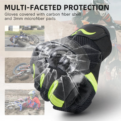 Motorcycle Gloves Touchscreen Leather Men Racing Protective Motorcross Guantes for Yamaha BMW KTM Carbon Shell Anti-slip Gloves