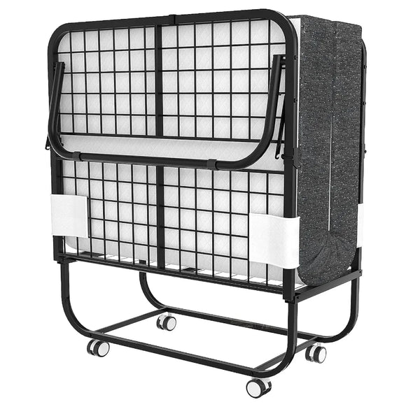 Folding Bed with Mattress Portable Foldable Guest Beds Cot Size Rollaway Beds for Adults with Luxurious Memory 5 Inch Foam Mattr