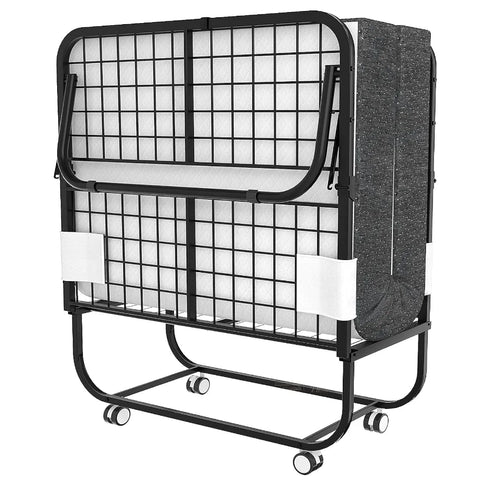 Folding Bed with Mattress Portable Foldable Guest Beds Cot Size Rollaway Beds for Adults with Luxurious Memory 5 Inch Foam Mattr