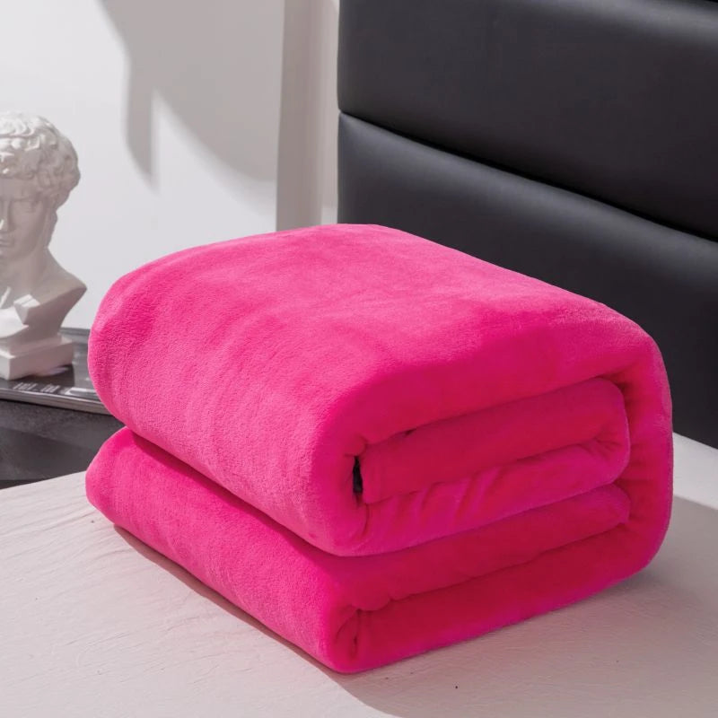 Flannel Nap Blankets Soft Plaid for Home Sofa 200x230 Plush Bedsheet Solid Color Summer Blanket Single Size