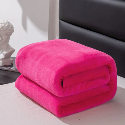 Flannel Nap Blankets Soft Plaid for Home Sofa 200x230 Plush Bedsheet Solid Color Summer Blanket Single Size