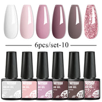 6/8Pcs Spring Pink Color Gel Nail Polish Set Semi Permanent Varnishes Nail Art Design Hybrid Soak Off UV LED Gel Manicure Kit