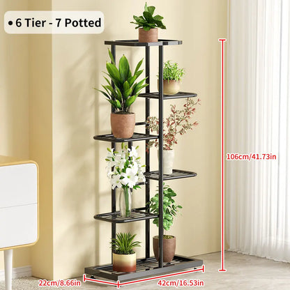 Plant Shelves Iron Potted Flower Plant Stand Rack Multiple Flower Pot Holder Shelf Indoor Outdoor Planter Display Organizer