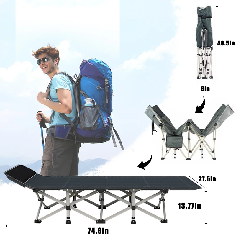 Niceway Camping Cot Foldable Bed with Mattress Portable Outdoor Daybed Office Nap Beach Camp Hiking