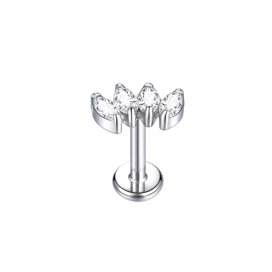 1Pc G23 Titanium Ear Tragus Cartilage Helix Daith Piercing Stud Earrings for Women Internal Thread Labret Piercing Lip Ring 16G