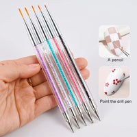 5PCS Stripe Liner Brush Set Nail Painting Pen Dotting Tool Rhinestone Picker Nail Art Accessories for Beauty Health