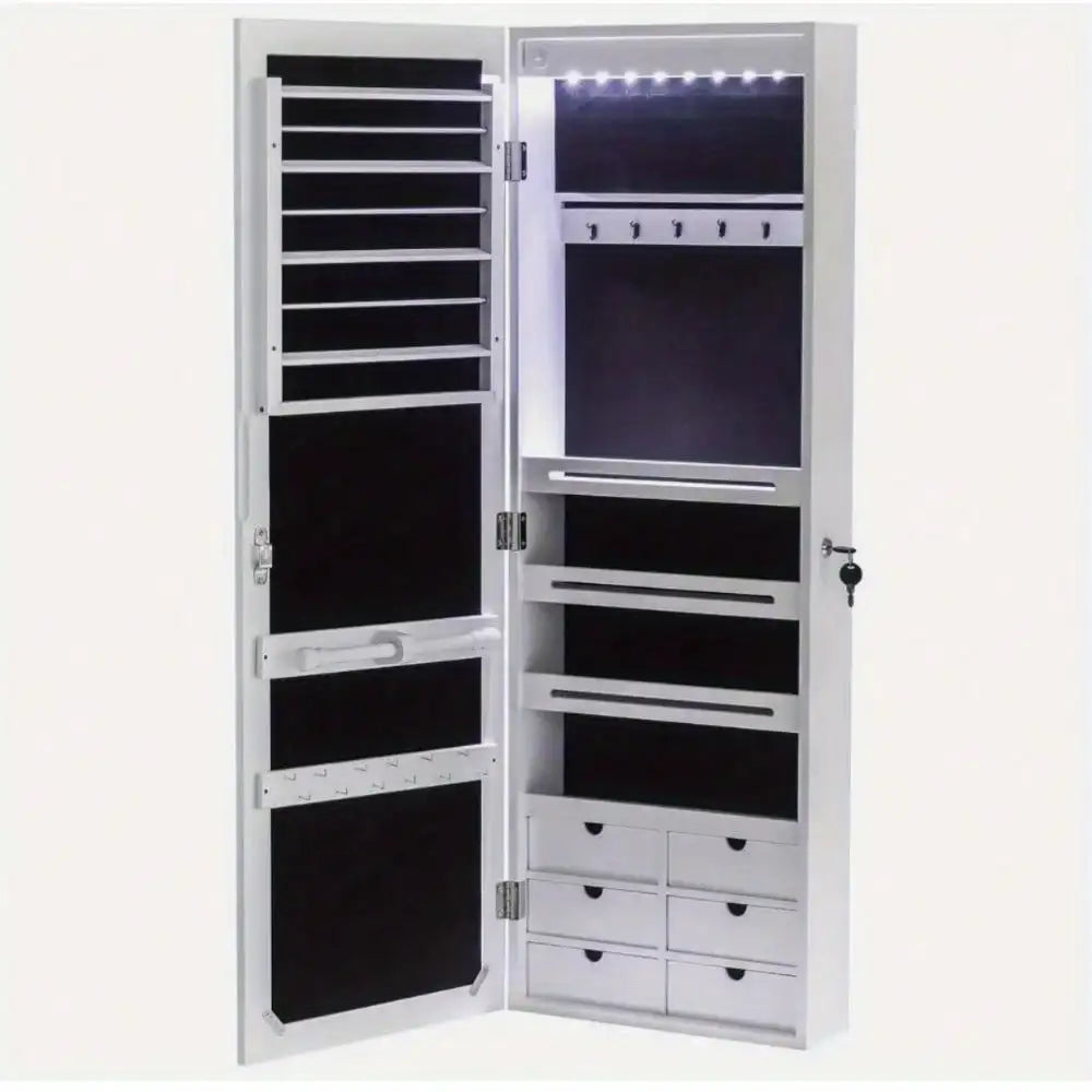 New Wall/ Door Mounted Jewelry Cabinet Armoire Jewelry Box Organizer w/ Drawer