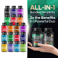 Sea Moss & Shilajit Bundle - 120 Capsules with Ashwagandha, Black Seed Oil, Turmeric