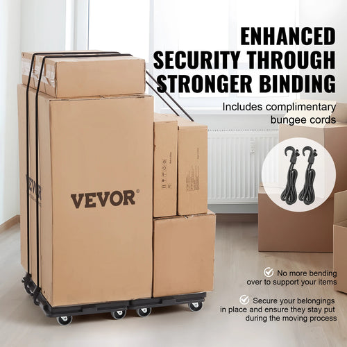 VEVOR 2 Pack Furniture Mover Pallet Trolley 500 lbs Each Count with 4 Wheels Small Flat Dolly Cart for Industrial Machinery