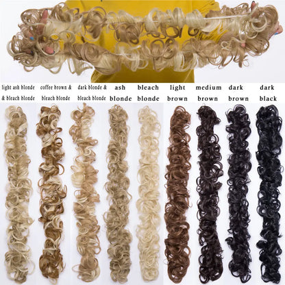 Long Messy Bun Hair Piece Curly Hair Extensions Hair Scrunchies Tousled Updo Hair Bun Hair Pieces Soft For Women Brown Black