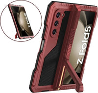 3 Layers Heavy Duty Metal Phone Case For Samsung Z Fold 6 5 4 Shockproof Aluminium Silicone Cover With Stand Screen Soft Film