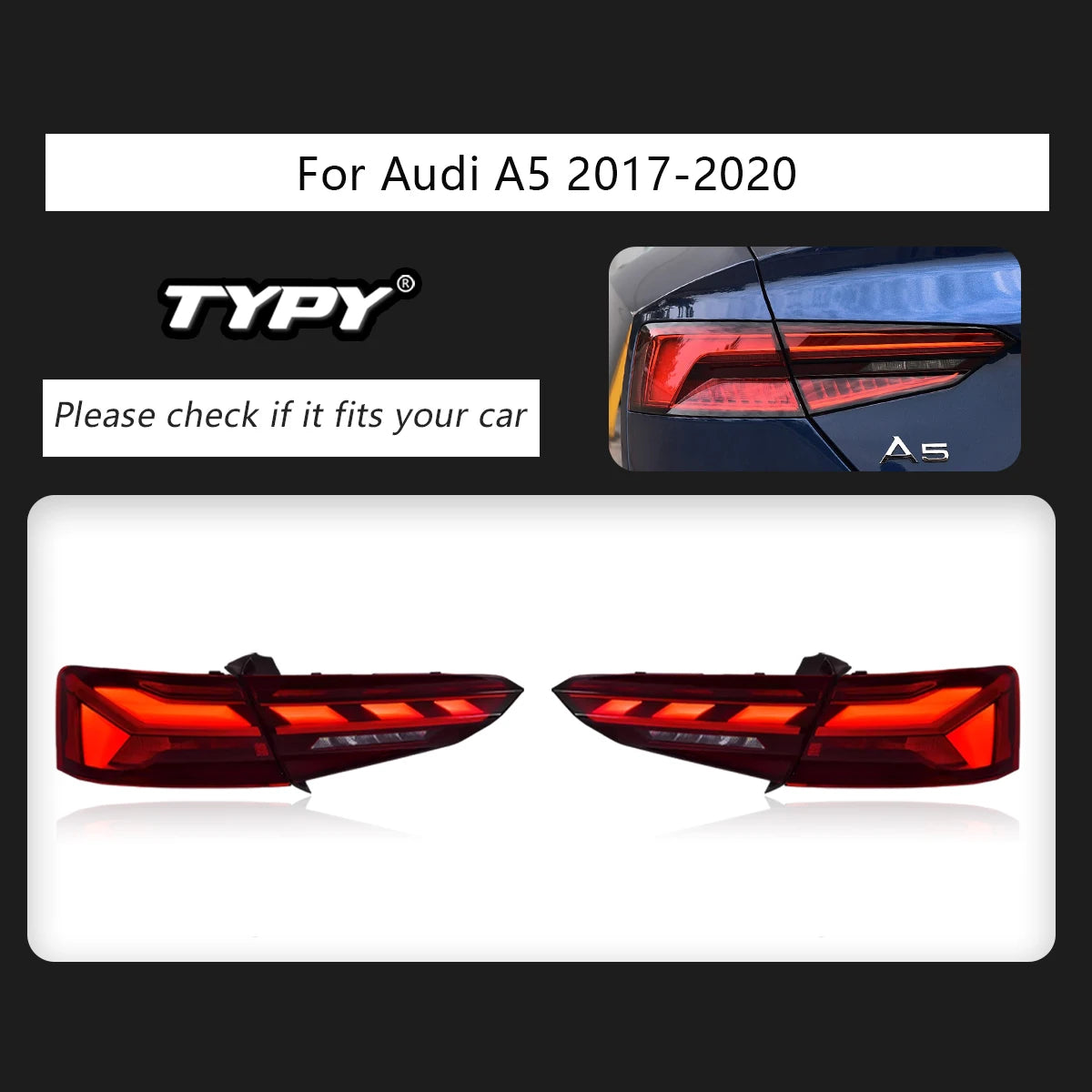 Car Lights LED Tail Lamps Assembly For Audi A5 Taillight 2017-2020 Upgrade S5 Style Taillights Assembly Auto Parts