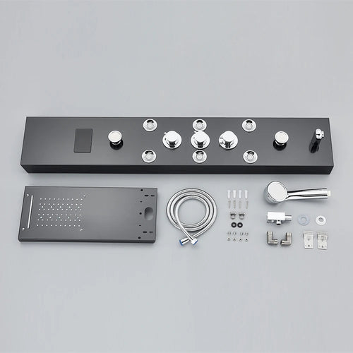 LED Shower Panel Tower System Rain Waterfall Shower Column Hydroelectricity LCD Display With Massage Body Spa Bath Shower Faucet