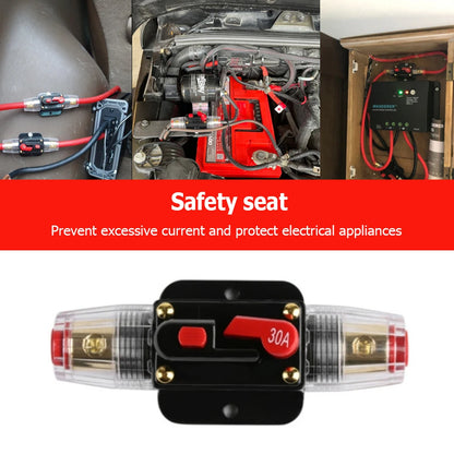 30A 40A 50A 60A 80A 100A Circuit Breaker 12V-48V DC Car Truck Resettable Fuse Short Protection Fuse Holder Power Insurance