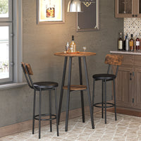 Bar Table, Round Pub Table, 2-Tier Bistro Table with Storage, 37.4" High Top Table for Small Spaces, Cocktail Table