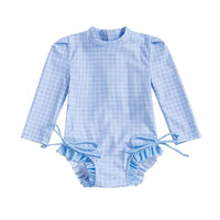 Women s Long Sleeve Rash Guard Swimsuit with Ruffle Trim and Floral Print  Bathing Suit Swim Romper for Girls