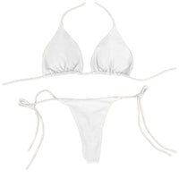 Sexy Women Bikini Lingerie Set Side Tie Swimsuit T--back Low Rise Thong Bandage Style Brazilian Swimwear Soft Solid Underwear