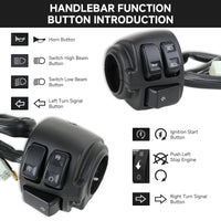 Motorcycle 1" 25mm Handlebar Control Switch Wiring Harness For Harley Sportster XL883 1200 Dyna Street Bob V-ROD Softail 96-2012