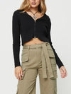 Women s Zip-Up Knit Hoodies Solid Color Cropped Cardigan Jacket Casual Long Sleeve  Crop Tops