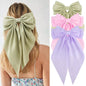 Hair Bows for Women Girls 3Pcs White Pink Black Silky Satin Large Bows Hair Clip Oversized Hair Ribbons Long Tail Big Hair Bows