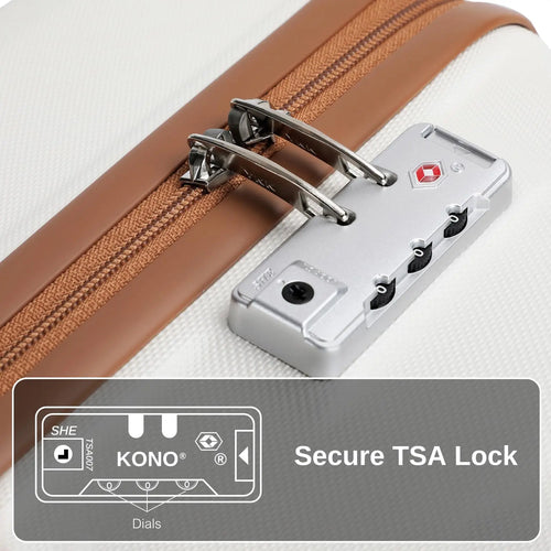 Kono 6-Piece Luggage Set, Lightweight ABS Hard Shell with TSA Lock, 20" 24" 28" Suitcases, Beauty Case, Duffel & Toiletry