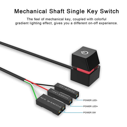 2m Computer Desktop Mechanical Switch PC Motherboard External Start Power On/Off Button Extension Cable 7 Color Lights PC Switch