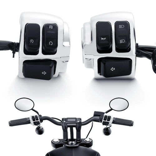 Motorcycle Black Chrome 1" 25mm Handlebar Turn Signal Control Switch For Harley XL883 Sportster Dyna V-ROD Softail