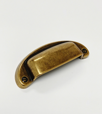 Drawer Cup Pull "Capri" in Antique Brass - Brass Cabinet Hardware Euro • Knobs