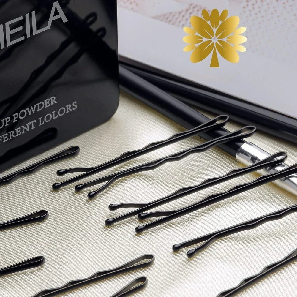 100PCS 2Inches Hair Pins Kit Secure Hold Bobby Pins Clips for Women Girls and Hairdressing Salon With Clear Storage Box(Black)