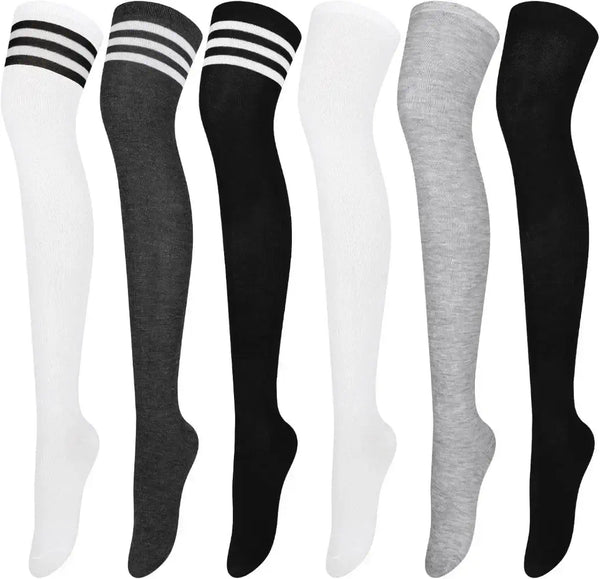 6 Pairs Over Knee Thigh Socks Knee-High Warm Stocking Women Boot Sock Leg Warmer High Socks for Daily Wear, Cosplay