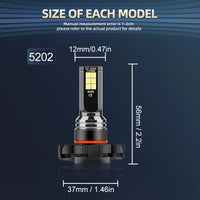 9005/HB3 9006/HB4 H11 5202 Fog Bulbs 27000LM 160W Power Headlights 6000K White 12 PCS LED Chips GOOD HEAT DISSIPATION 2PCS