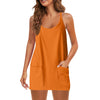 Sport Mini Dress For Women Summer Sleeveless Dress Casual Short Sundress Female Workout Tennis Athletic Onesie With Pockets