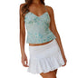 Elegant Lace Halter Neck Tank Top Sleeveless V-neck Backless Floral Blouse for Summer Beach Party Clubwear