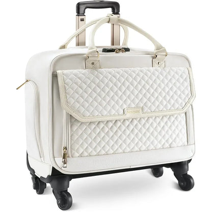 Rolling Laptop Bag, Briefcase for Women with 4 Spinner Wheels and Telescopic Extendable Handle, Roller Computer Bag for Work