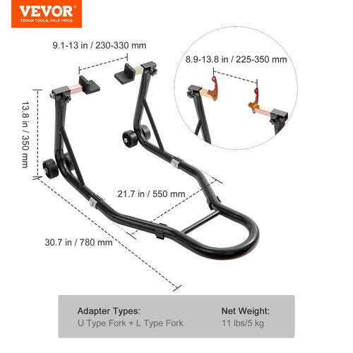 VEVOR Motorcycle Stand Lift 850lbs Front Rear Combo Stand Lift Stand Front and Rear Wheel Fork Stand Heavy Duty Rear Wheel Stand
