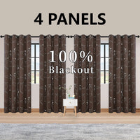 4PCSBlackout Curtains Grommet Thermal Insulated Room Darkening  With Circle And Dots Foil Printed For Bedroom