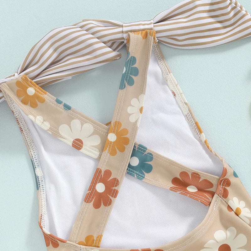 2024-01-17 Lioraitiin Toddler Baby Girl  Swimsuit Floral Romper Baby Beach Swimwear Swimming Ruffle Summer Bathing Suit Sunset