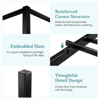 HOOMIC Canopy Bed Frame, Enhanced 4-Poster, 3-Metal Crossbar, No Box Spring Needed, Easy Assembly Allewie