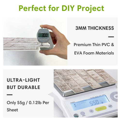 20 pcs 3D Peel and Stick Backsplash, Wall Tiles Self Adhesive, 3D Brick Tile Stickers, Backsplash for Kitchen, Wall Deco