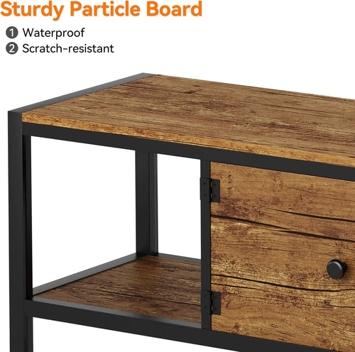 TV Stand for TV up to 75 Inches, Large TV Console Table with 2 Closed Storage Spaces and Open Compartments Entertainment Center