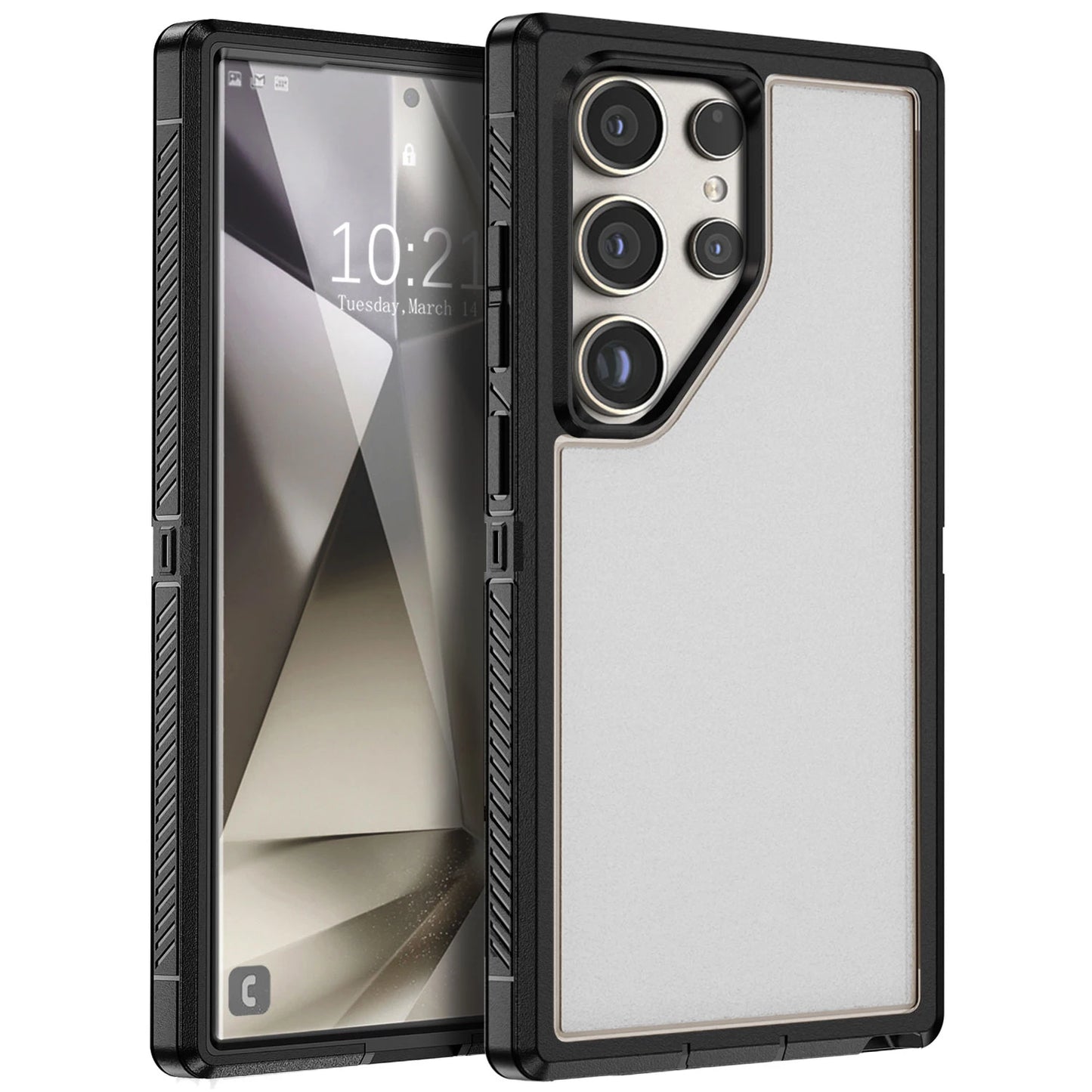 For Samsung Galaxy S24 Ultra 5G Dual Layer Case Slim Thin Hybrid Rugged Hard Shockproof Phone Cover Black Clear