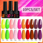 LILYCUTE 10PCS/Set Набір гель-лаків для нігтів Рожевий фіолетовий гель для нігтів Напівперманентний УФ світлодіодний лак Nail Art Design Soak Off Набір гелів для нігтів