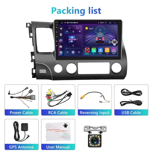 Podofo Android Car Radio For Honda Civic 2006-2011 Android Auto 2Din Multimedia Player GPS Navigation Radio No DVD Head Unit