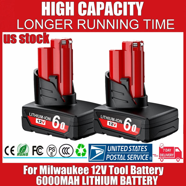 For Milwaukee 12V Tool Battery For Milwaukee M12 6000mAh Lithium Battery Impact Wrench Drill Power Tools Battery