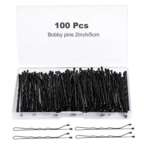 100 Pieces Hair Clip Black Hair Pin Set for Women Girls Kids Premium Wave Black Hair Pin with Storage Box
