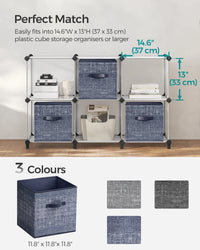 SONGMICS Storage Cubes, 11.8-Inch Non-Woven Fabric Bins with Double Handles, Set of 6, Closet Organizers for Shelves, Foldable