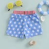 Lioraitiin Toddler Baby Boys Beach Shorts Kids Independence Day Drawstring Star Print Swim Trunks